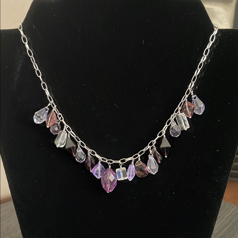 3/$25 🍀Lia Sophia Silver and Purple Necklace with Dainty Charms